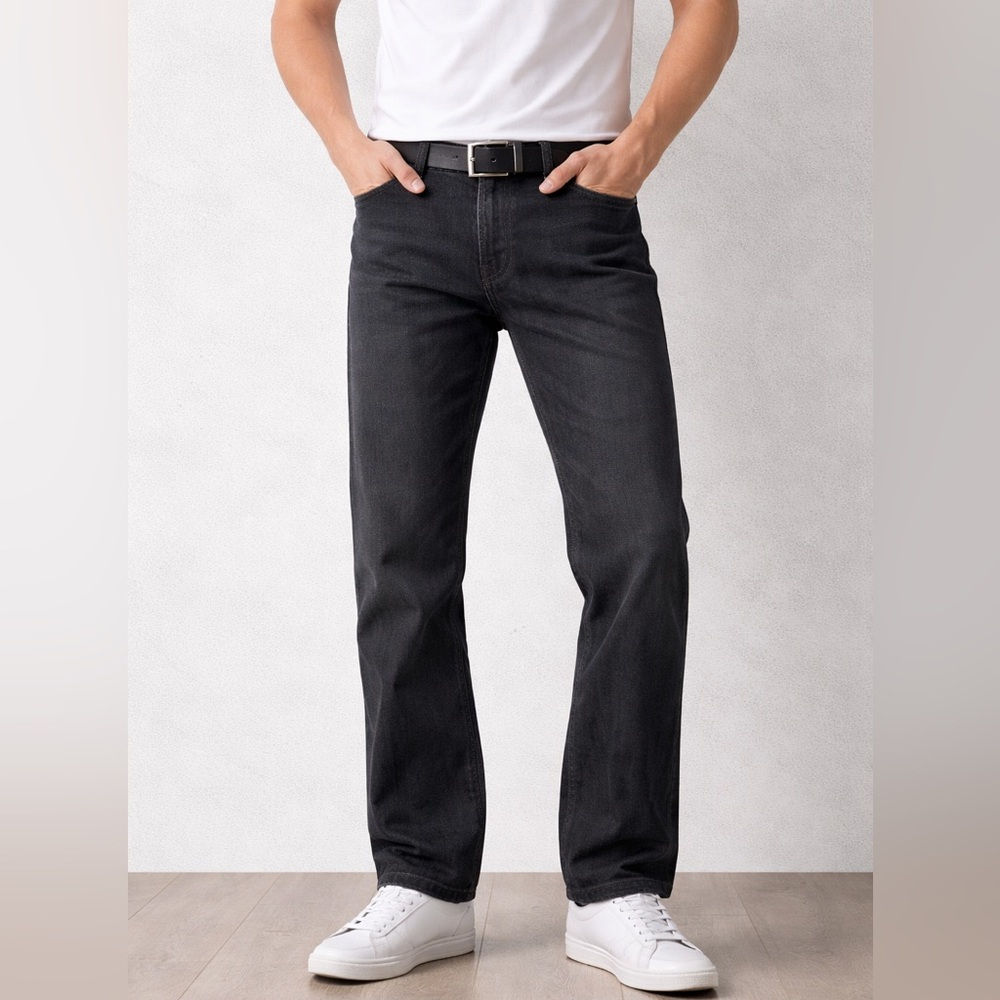 ANANKE Washed Black Stretch Jeans men’s Size 34‎ Straight Leg Denim Pants